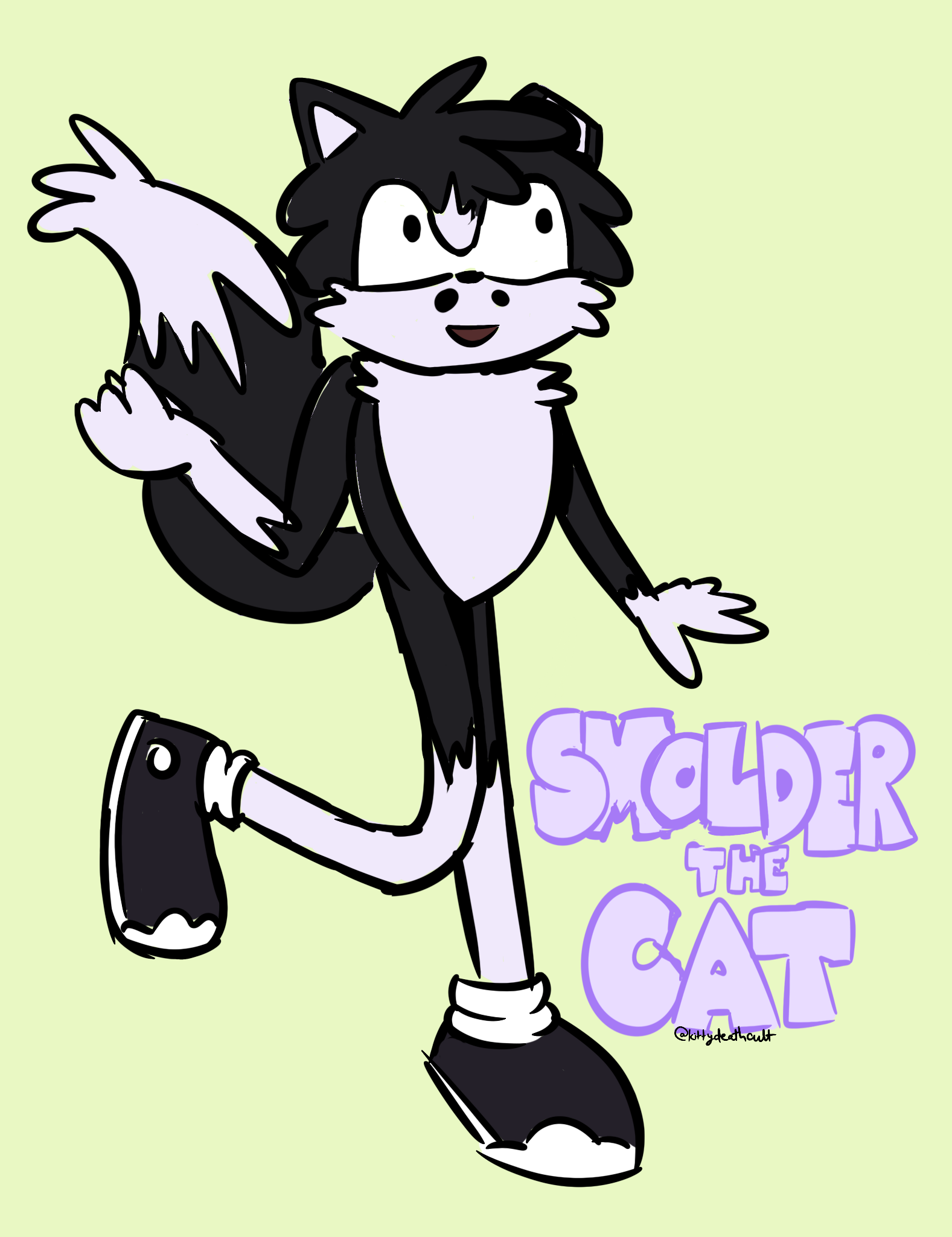 A digital drawing of my fursona, Smolder, in the style of Sonic the Hedgehog.